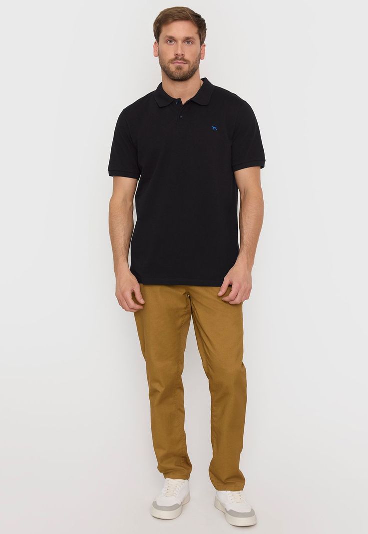 Polera Hombre Lisa Piqué Negro Corona-3