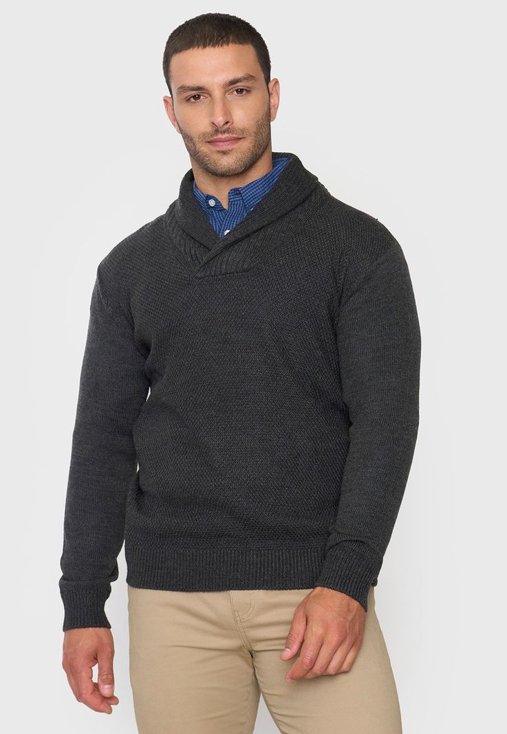 Tejido Hombre Cuello Shawl Charcoal Corona-0