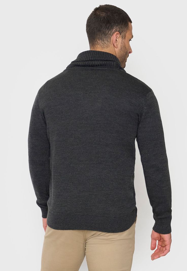 Tejido Hombre Cuello Shawl Charcoal Corona-1