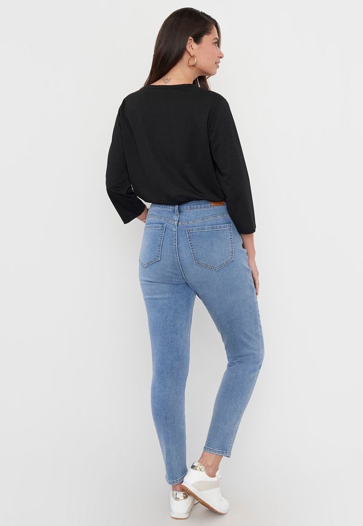 Jeans Mujer Skinny 1 Boton Azul Claro Corona-2