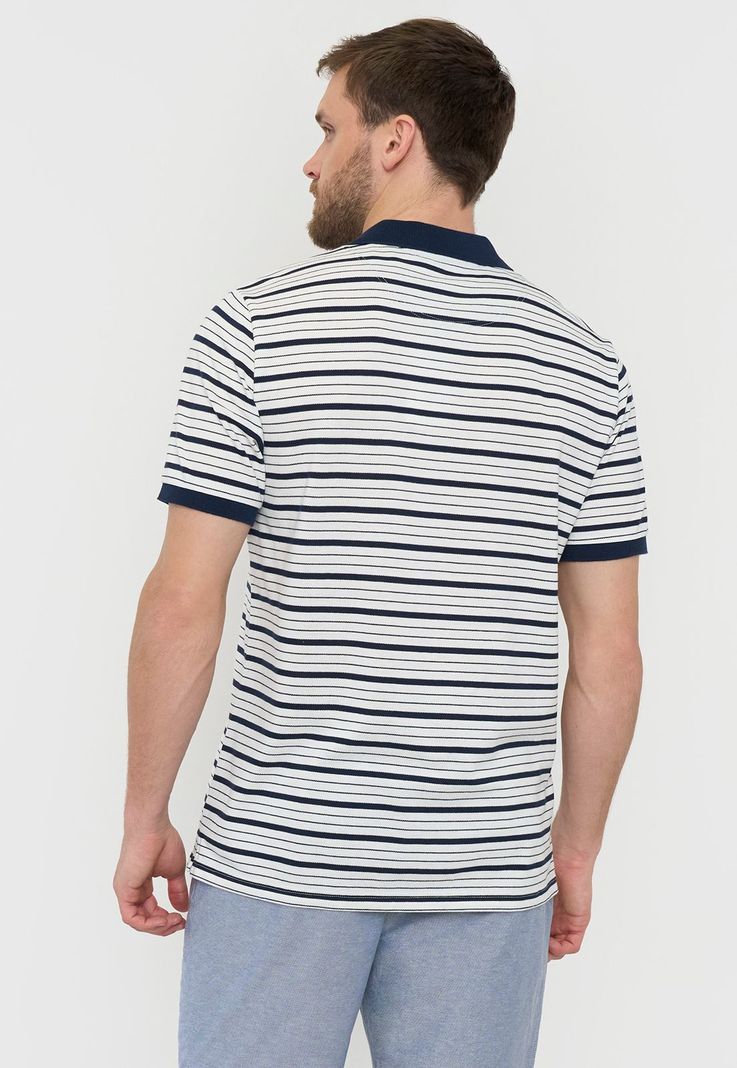 Polera Hombre Piqué Rayas Blanco Corona-1