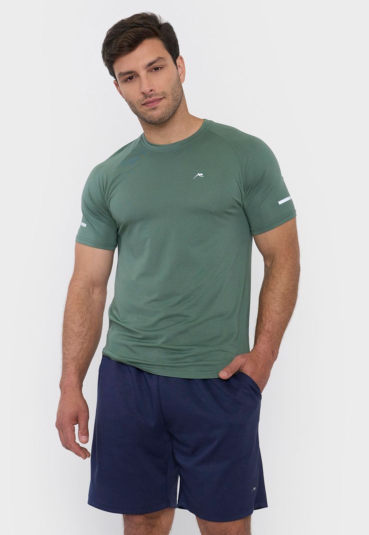 Polera Hombre Deportiva Mesh 2 Verde Corona-0