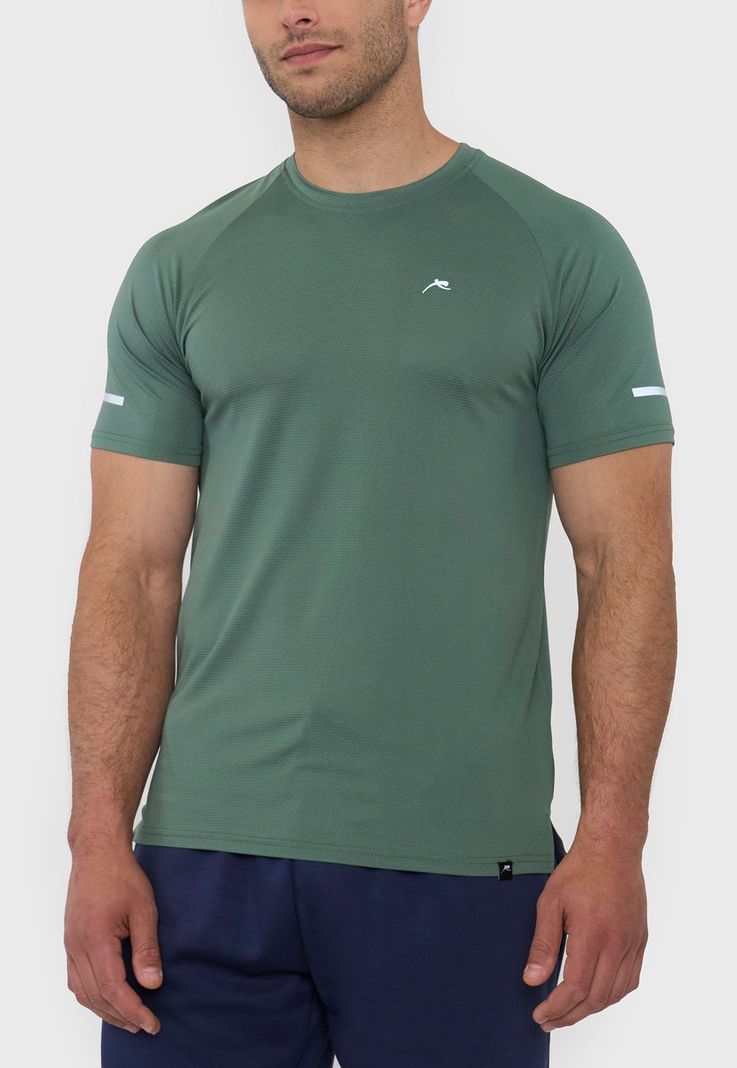 Polera Hombre Deportiva Mesh 2 Verde Corona-2