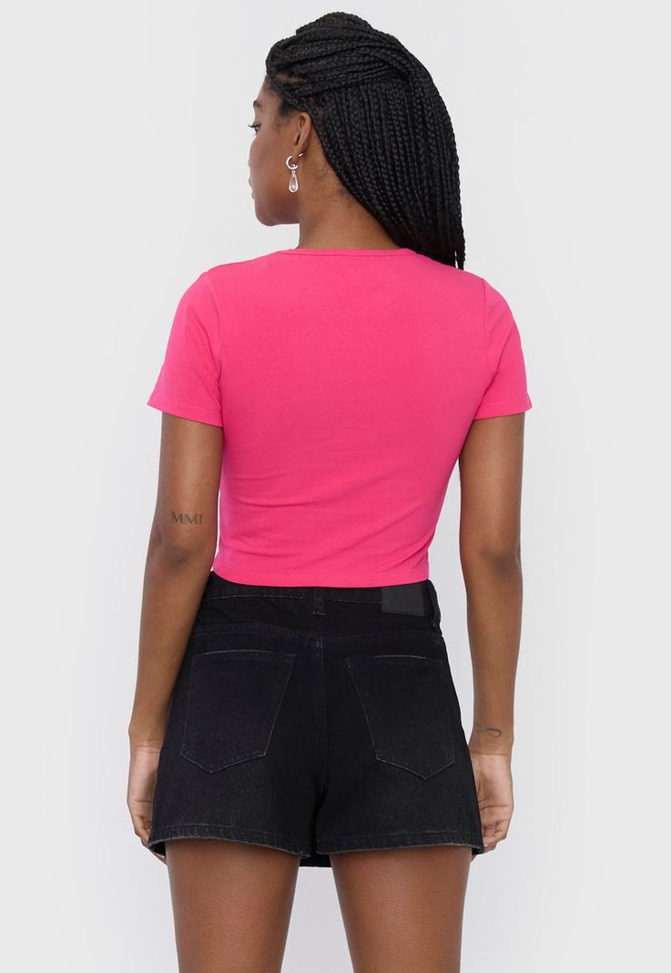 Polera Mujer Manga Corta Crop Cotton Spx Fucsia Corona-1