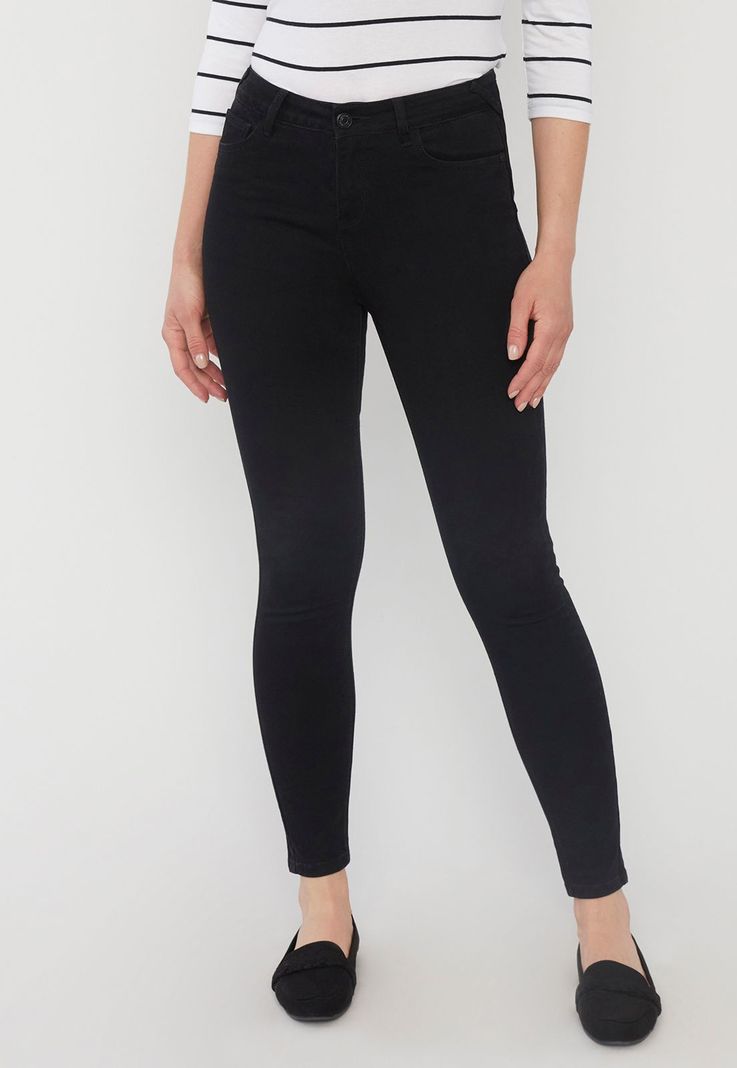 Jeans Mujer Skinny Push Up Negro Corona-0