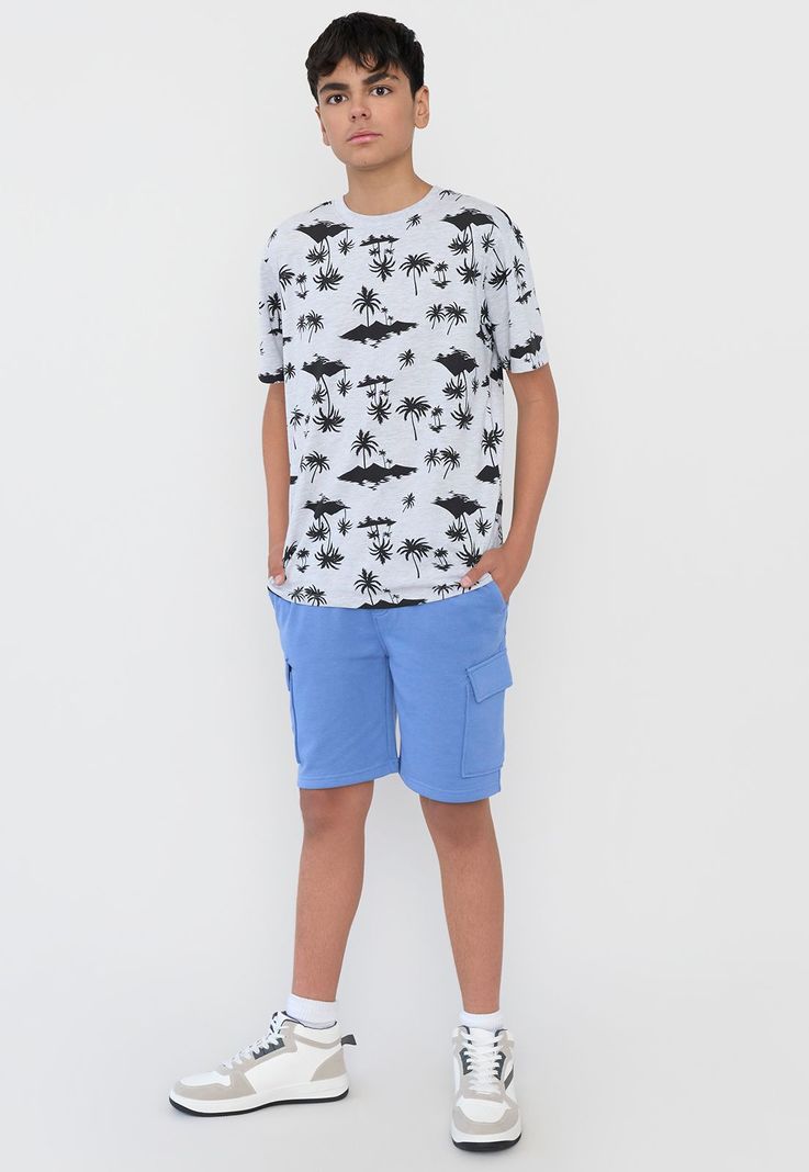Short Niño Teen Punto Cargo Celeste Corona-0