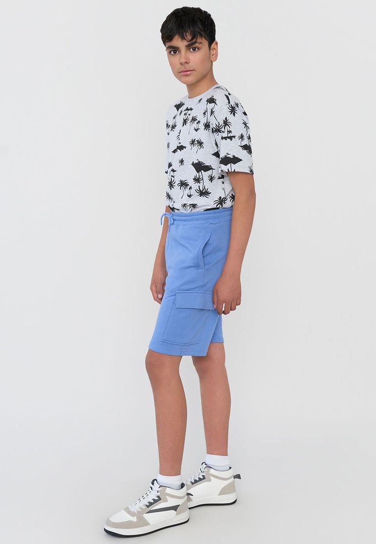 Short Niño Teen Punto Cargo Celeste Corona-3