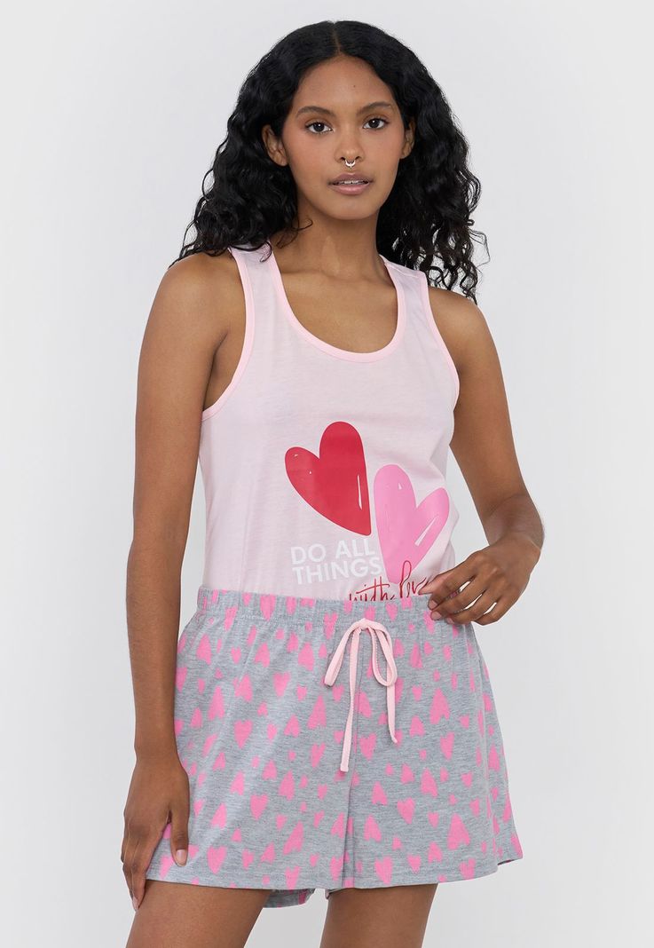 Pijama Mujer Sudadera Print Rosado Corazones Corona-2