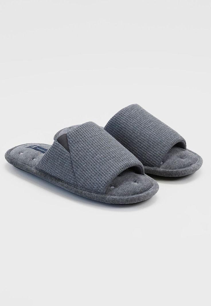 Pantuflas Hombre Toalla Gris Corona-0