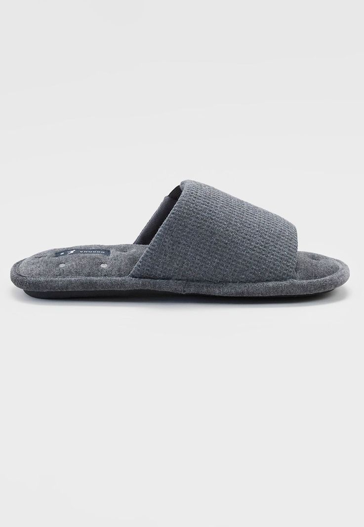 Pantuflas Hombre Toalla Gris Corona-1