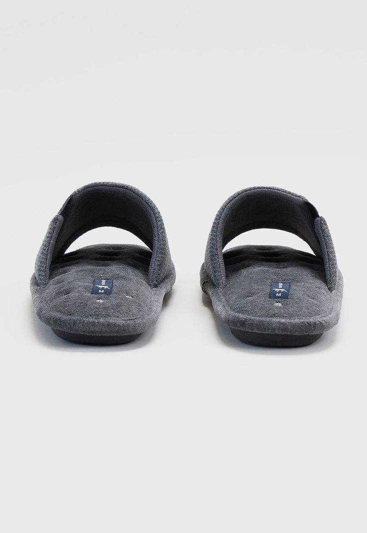 Pantuflas Hombre Toalla Gris Corona-3