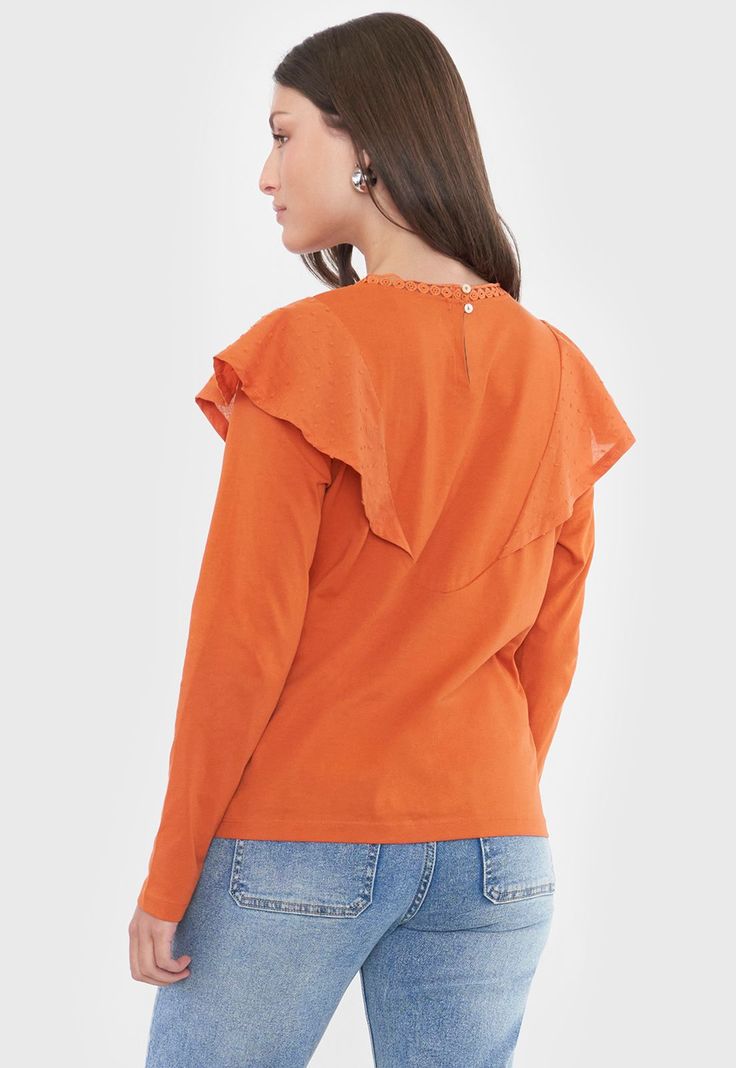 Polera Mujer Vuelos Color Terracota Corona-1