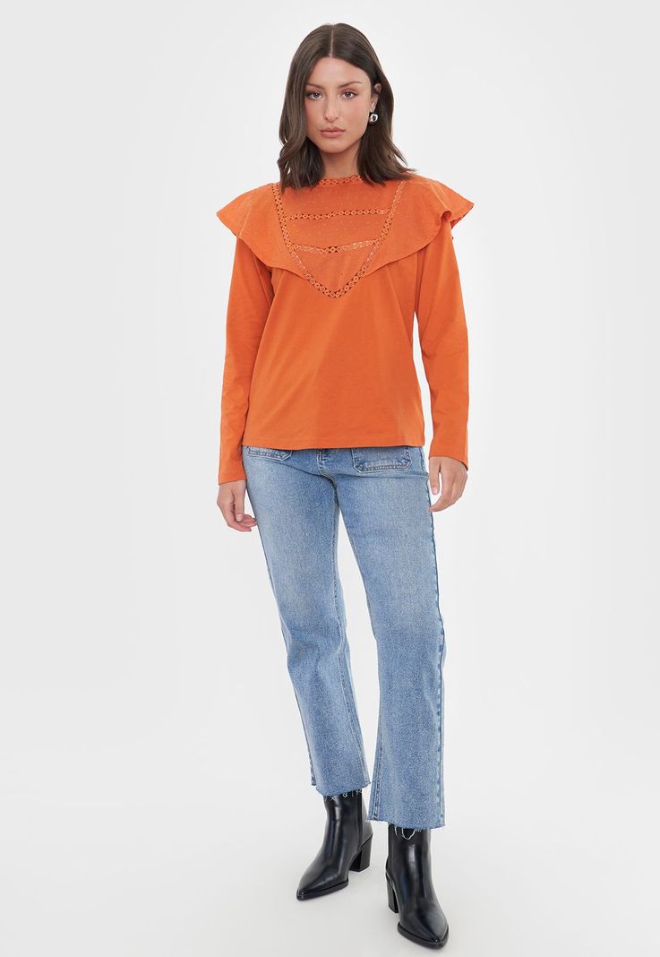 Polera Mujer Vuelos Color Terracota Corona-3