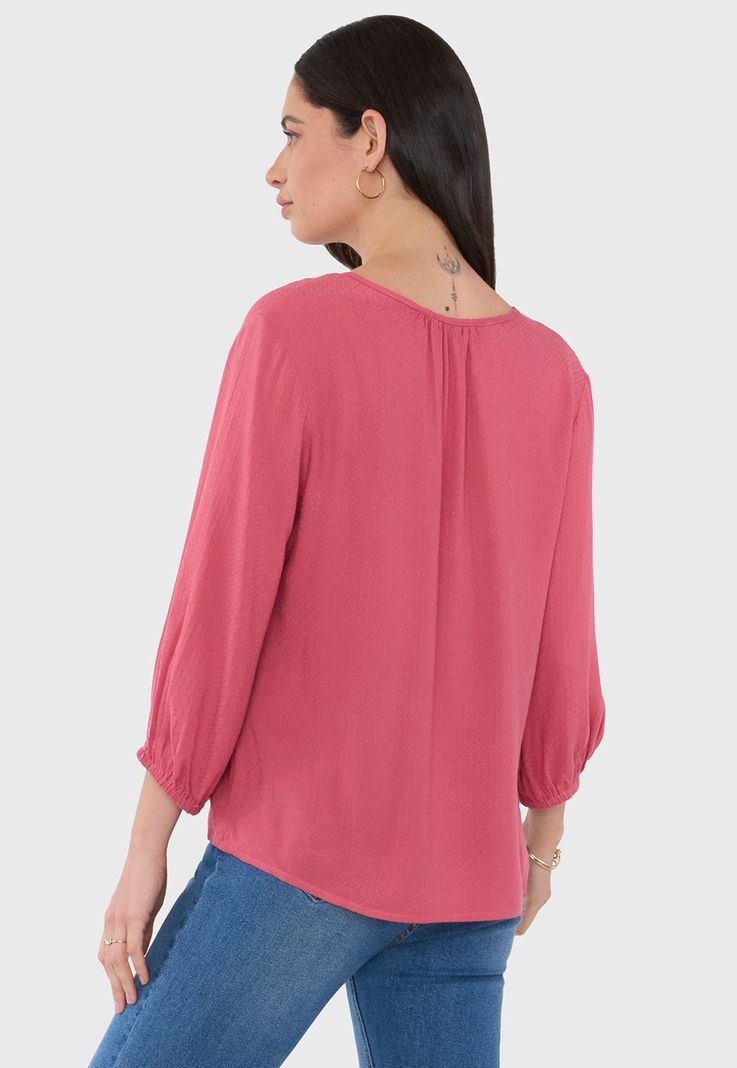 Blusa Mujer Botones Macramé Rosado Corona-1