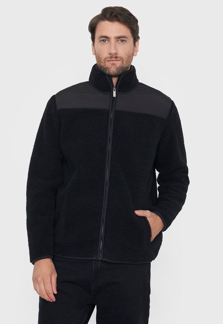 Chaqueta Hombre Sherpa Negro Corona-1