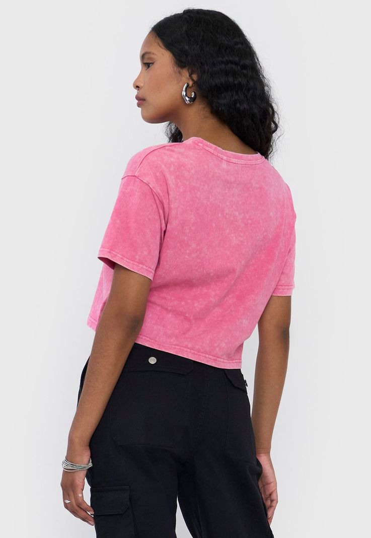 Polera Mujer Fun Manga Corta Fucsia Crop Corona-1