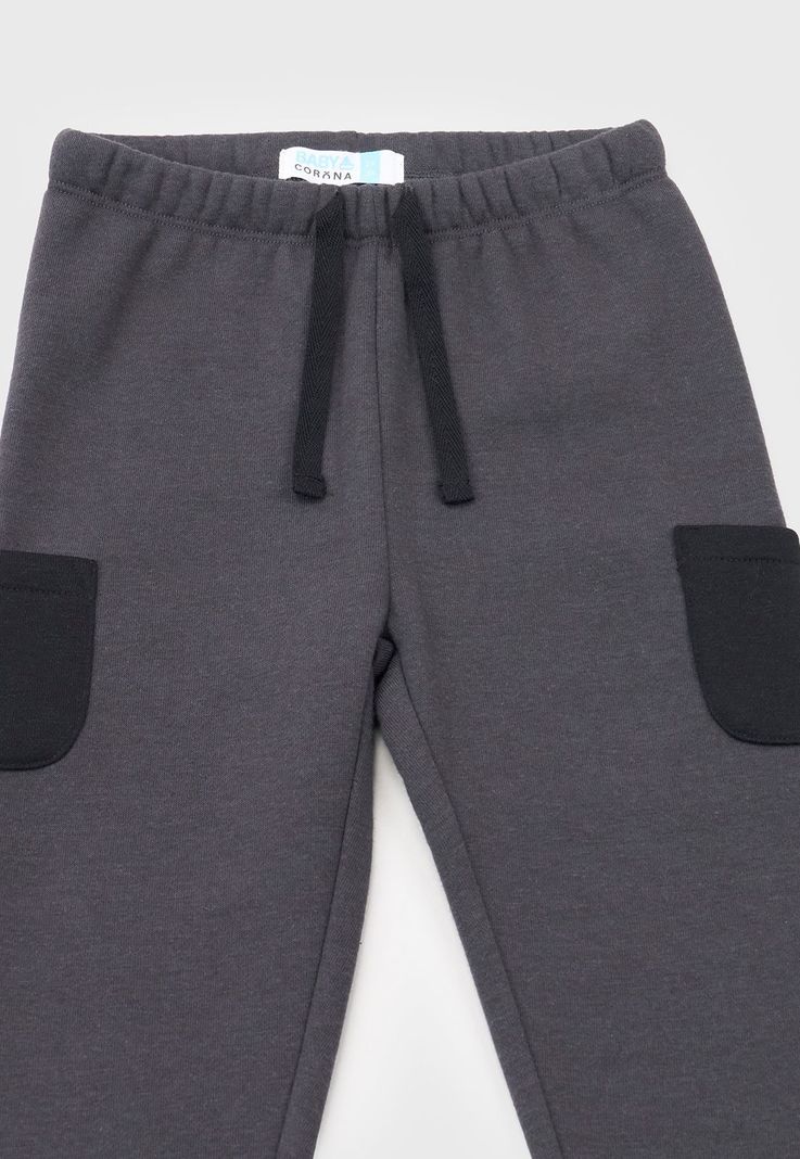 Pantalon De Buzo Bebe Niño Cargo Gris Oscuro Corona-2