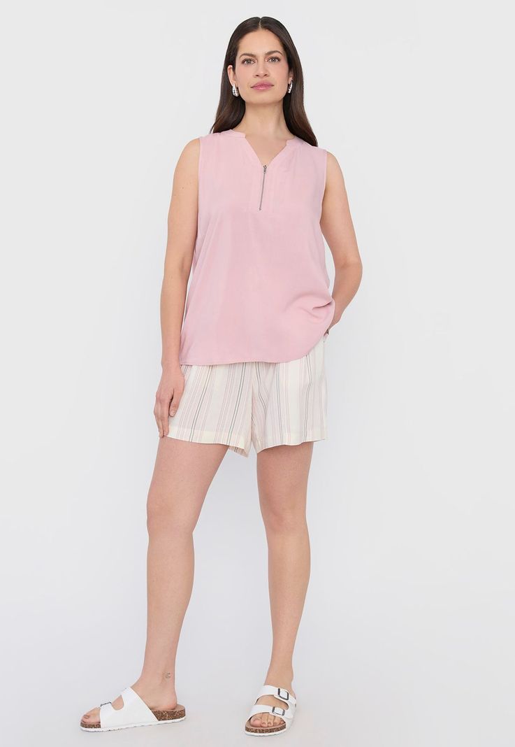 Blusa Mujer Sin Mangas Cuello Mao Palo Rosa Corona-3