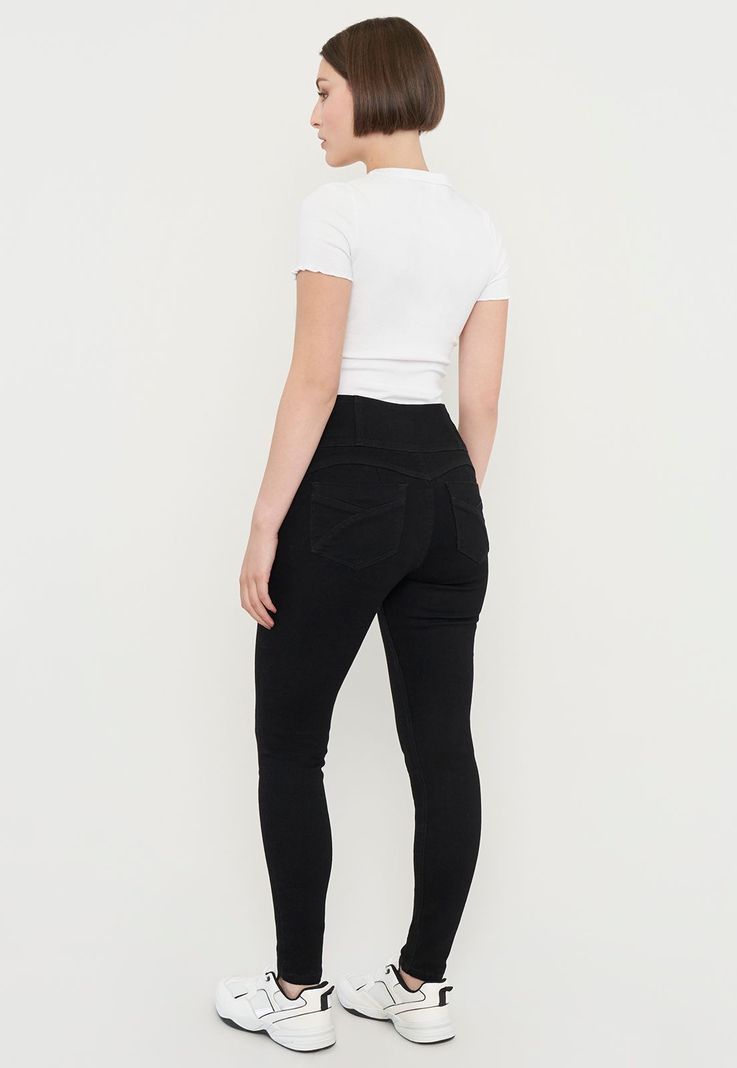Jeans Mujer Push Up 3 Botones Negro Corona-2