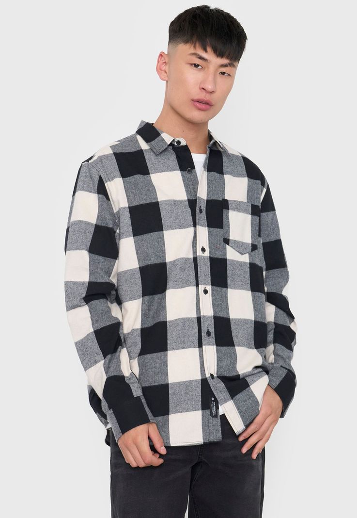Camisa Hombre Cuadros Color Ecru Corona-2