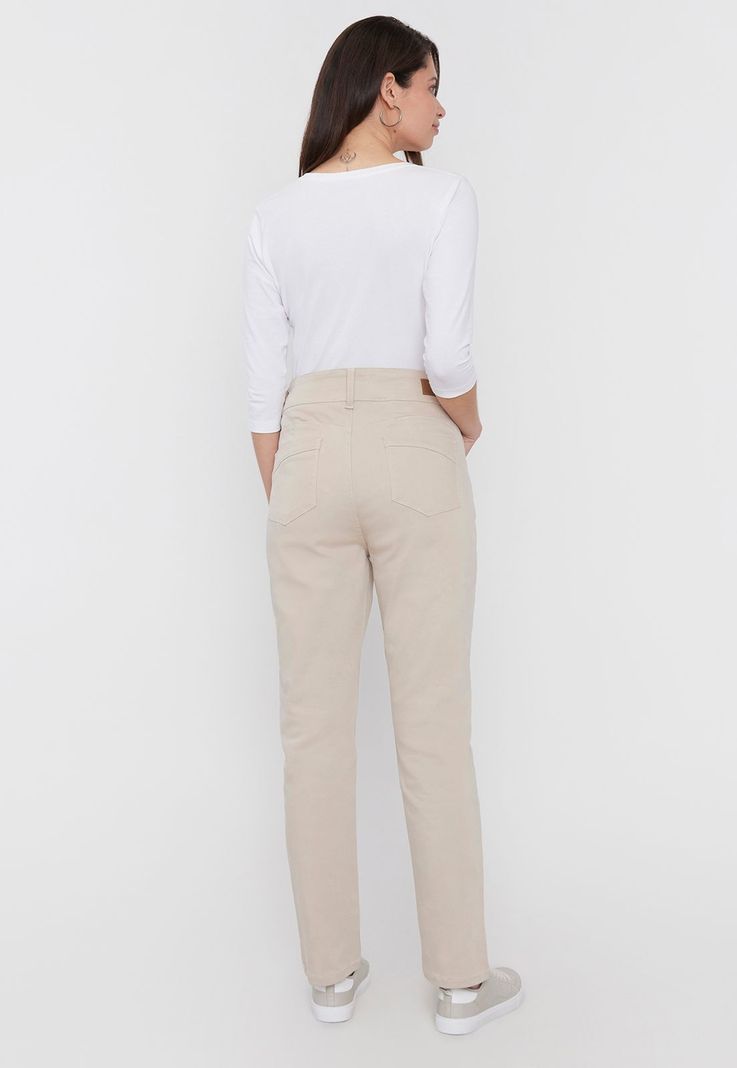 Jeans Mujer Color 2 Botones Push Up  Beige Corona-3