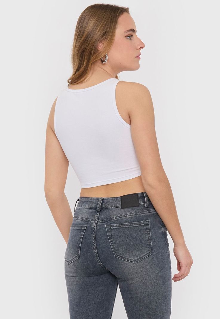 Polera Mujer Sin Mangas Crop Blanco I Corona-1