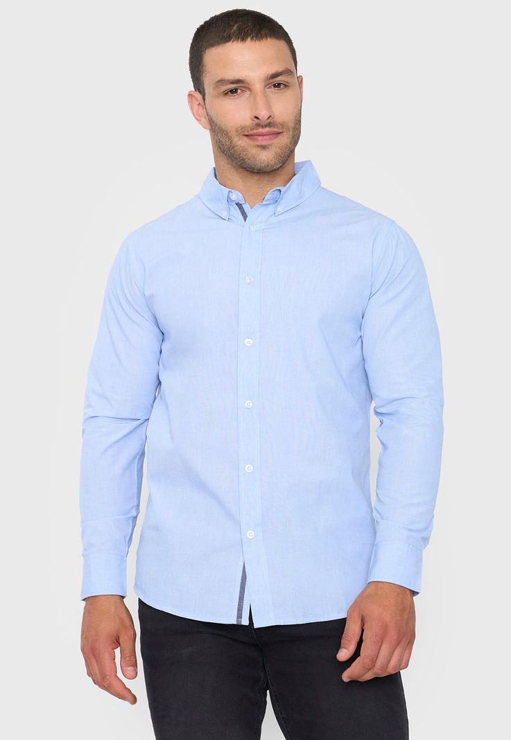 Camisa Hombre Fil A Fil Work Celeste Corona-0