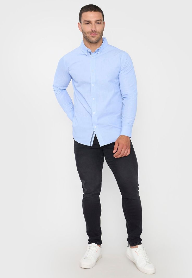 Camisa Hombre Fil A Fil Work Celeste Corona-3