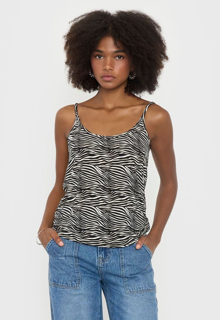 Polera Mujer Pabilo Print Cebra Beige Corona-0