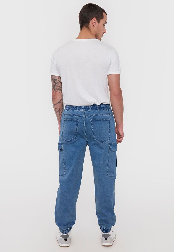 Jeans Hombre Cargo Jogger Fit Azul Medio Corona-2