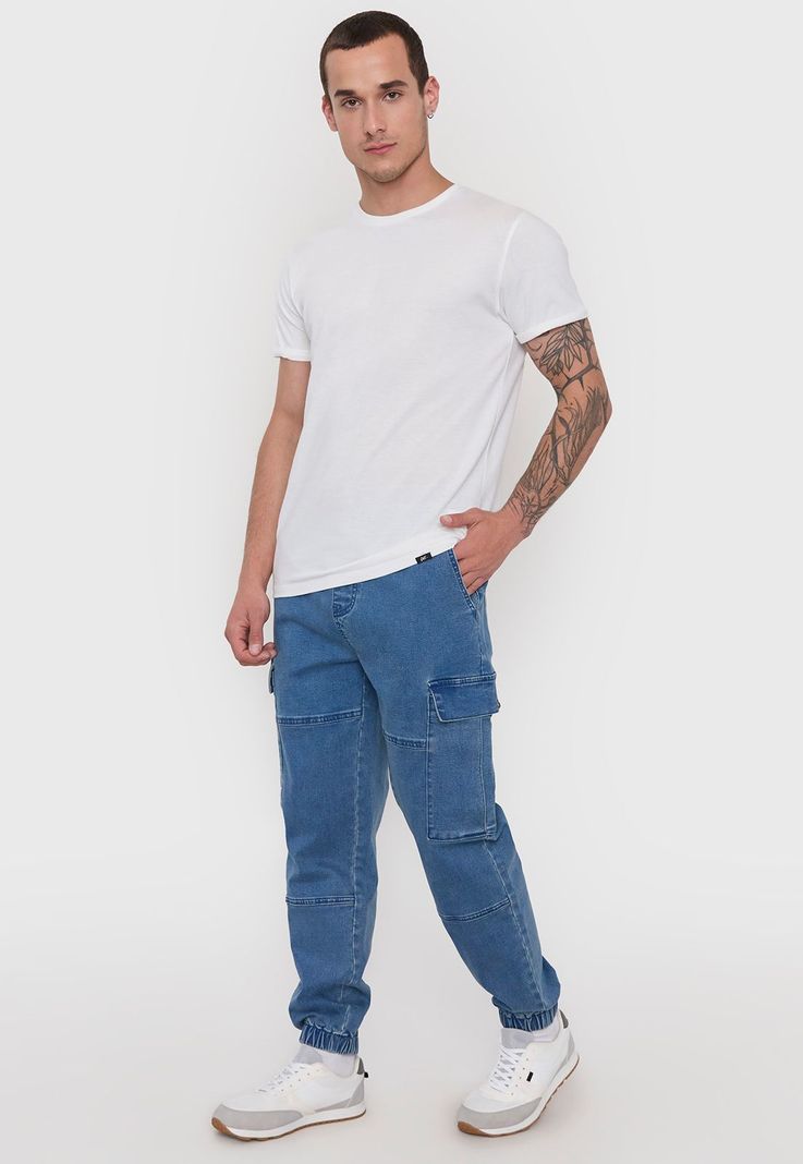 Jeans Hombre Cargo Jogger Fit Azul Medio Corona-3