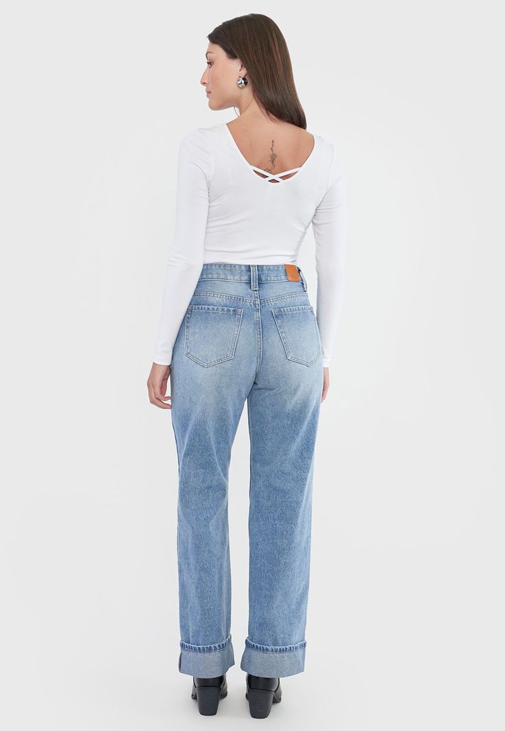 Jeans Mujer Straight Fit Full Lengh Azul Corona-2