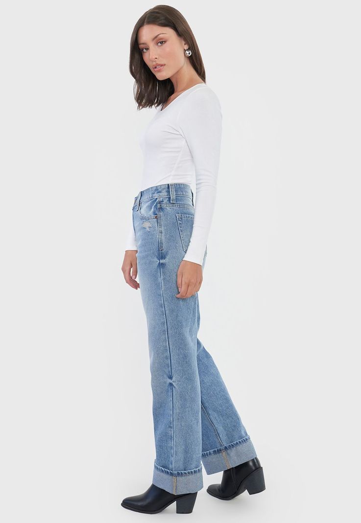 Jeans Mujer Straight Fit Full Lengh Azul Corona-3