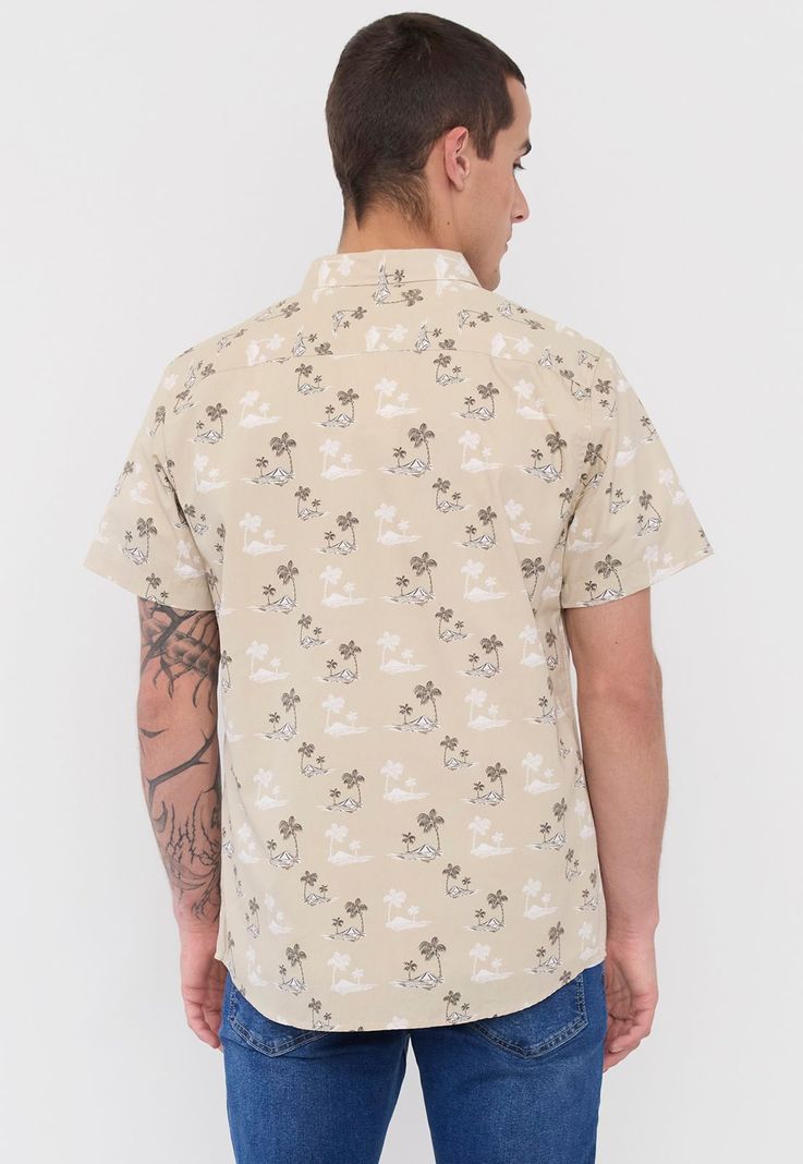 Camisa Hombre Cotton Full Print Beige Corona-2