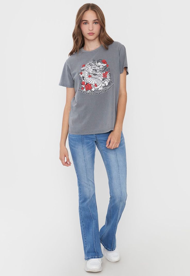 Polera Mujer Oversize Full Print Gris Corona-3