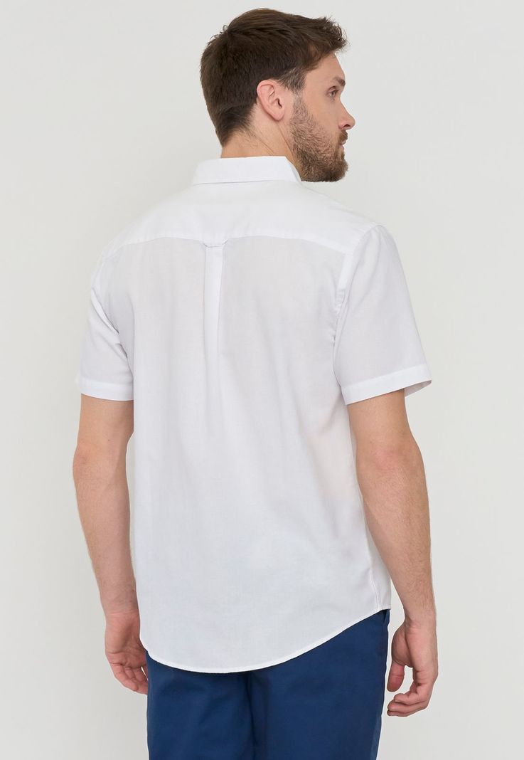 Camisa Hombre Oxford Manga Corta Blanco Corona-1
