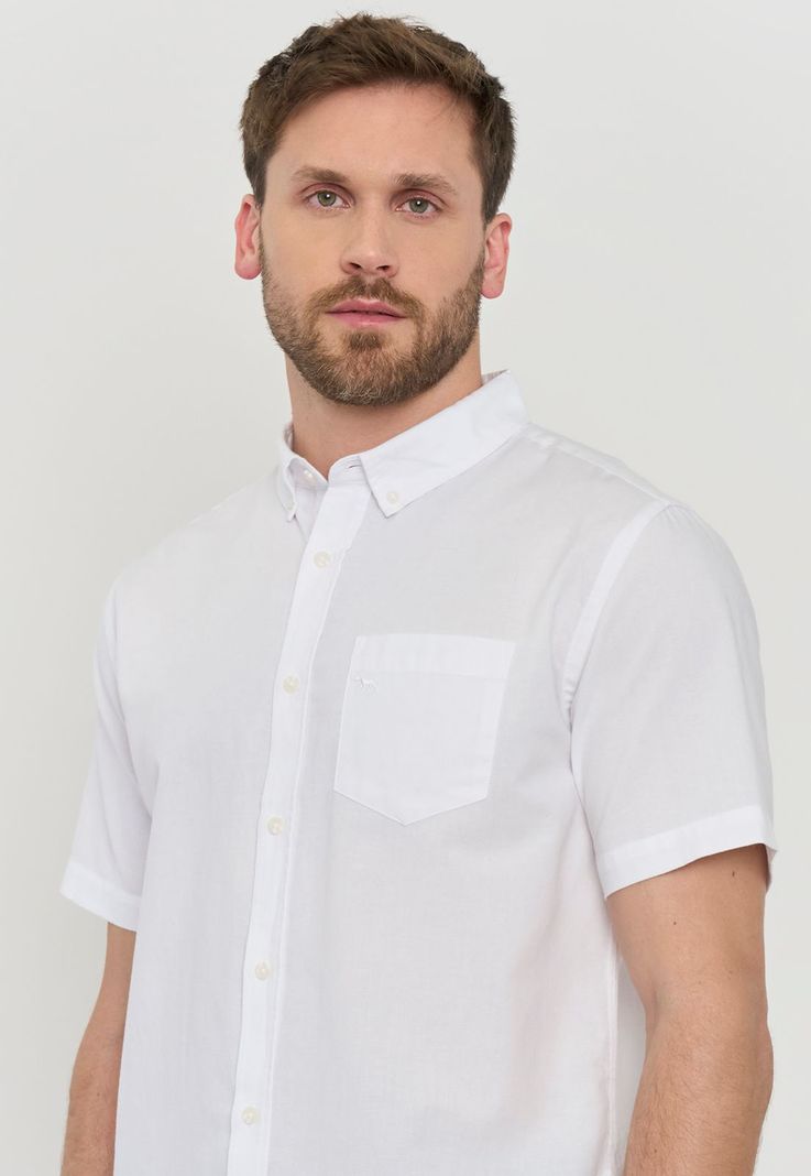Camisa Hombre Oxford Manga Corta Blanco Corona-2