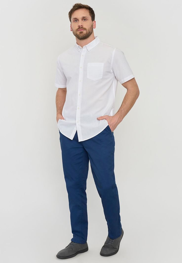 Camisa Hombre Oxford Manga Corta Blanco Corona-3