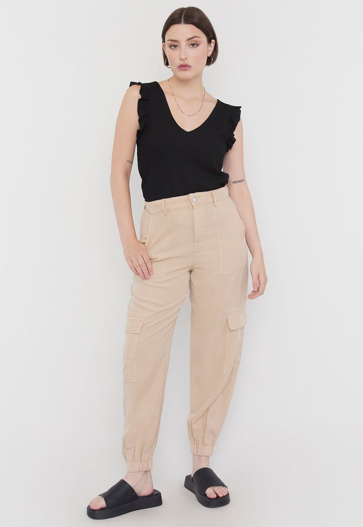 Pantalón Mujer Jogger Cargo Beige Corona-0