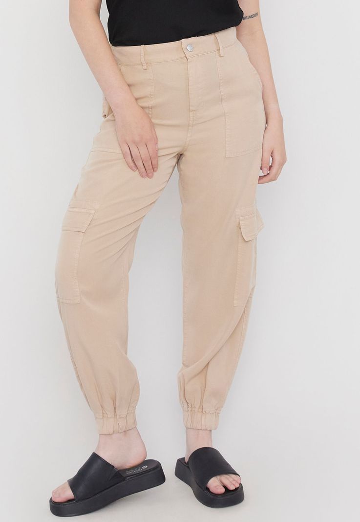 Pantalón Mujer Jogger Cargo Beige Corona-1