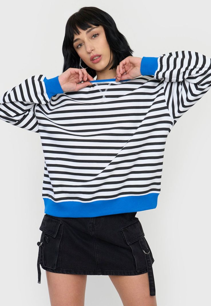 Polerón Mujer Oversize Líneas Negro Corona-0