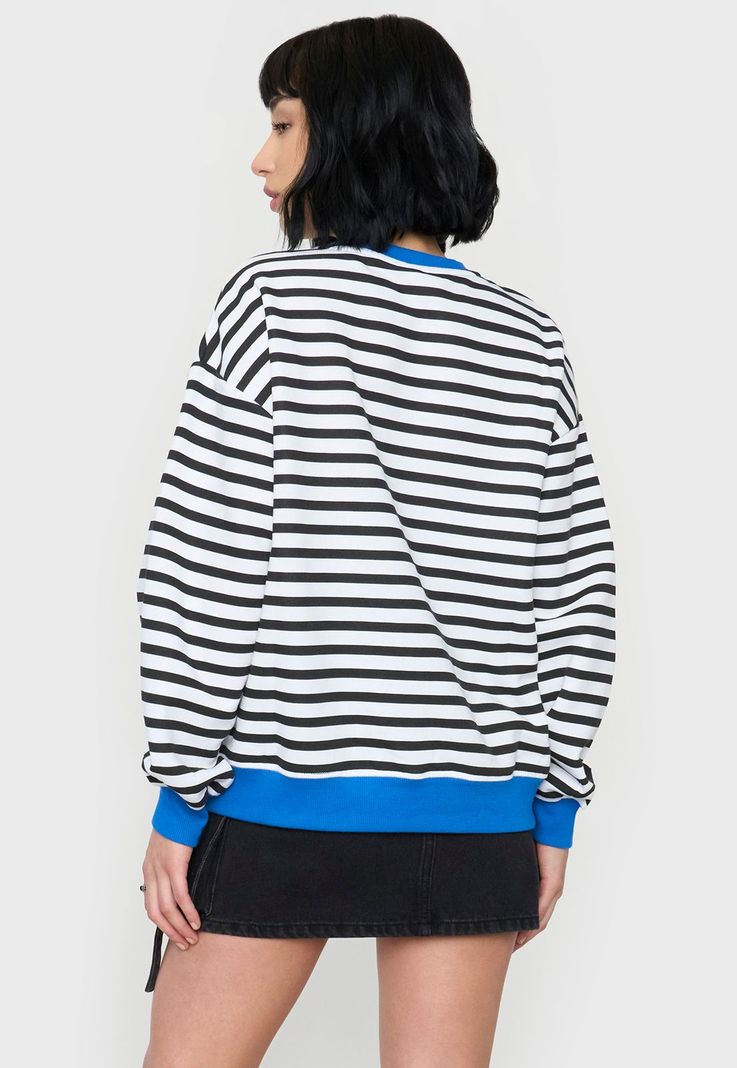 Polerón Mujer Oversize Líneas Negro Corona-2
