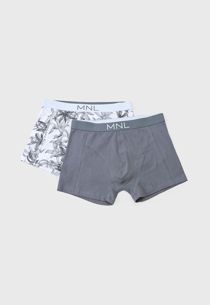Bóxer Hombre Bipack Mix Print Gris/Blanco Corona-0