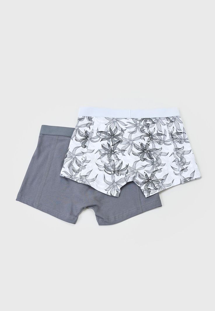 Bóxer Hombre Bipack Mix Print Gris/Blanco Corona-1