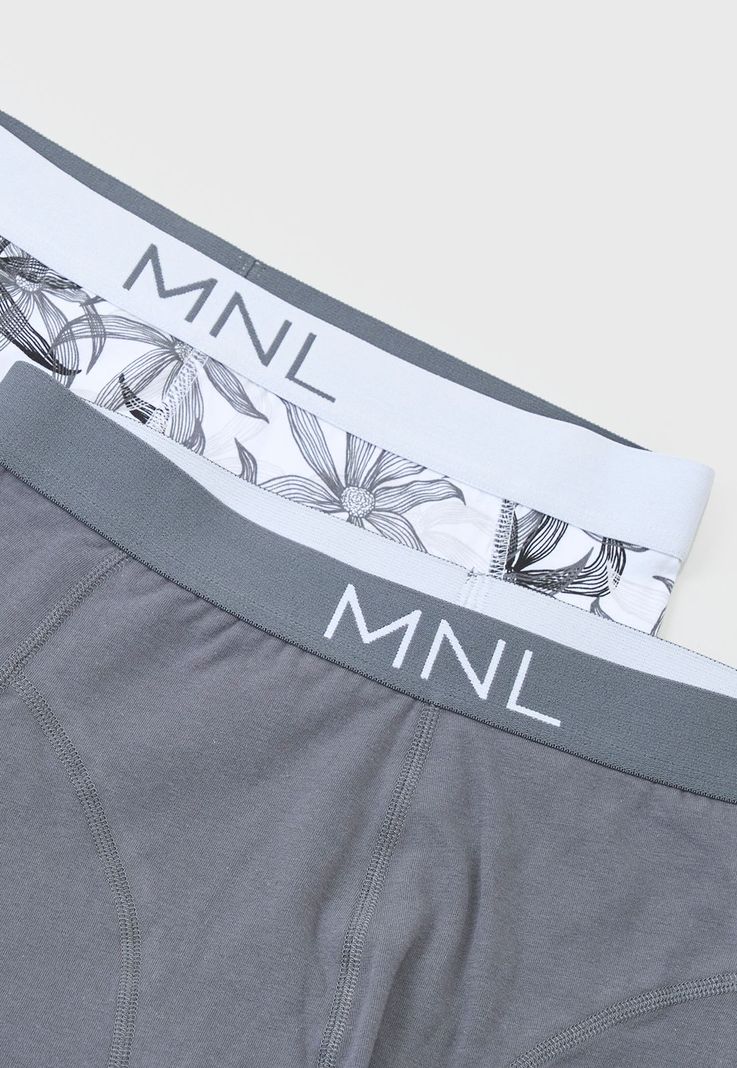 Bóxer Hombre Bipack Mix Print Gris/Blanco Corona-2