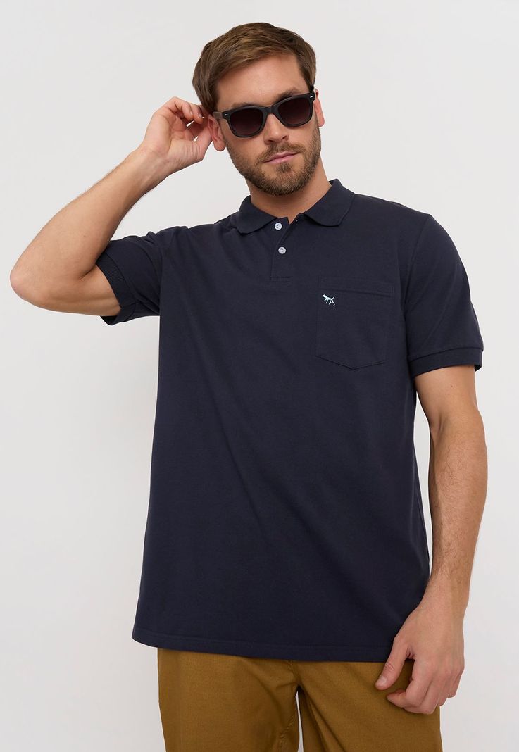 Polera Hombre Piqué Bolsillo Navy I Corona-0
