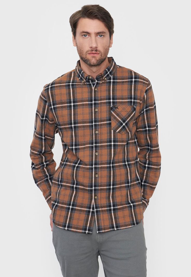 Camisa Hombre Franela Camel Corona-0