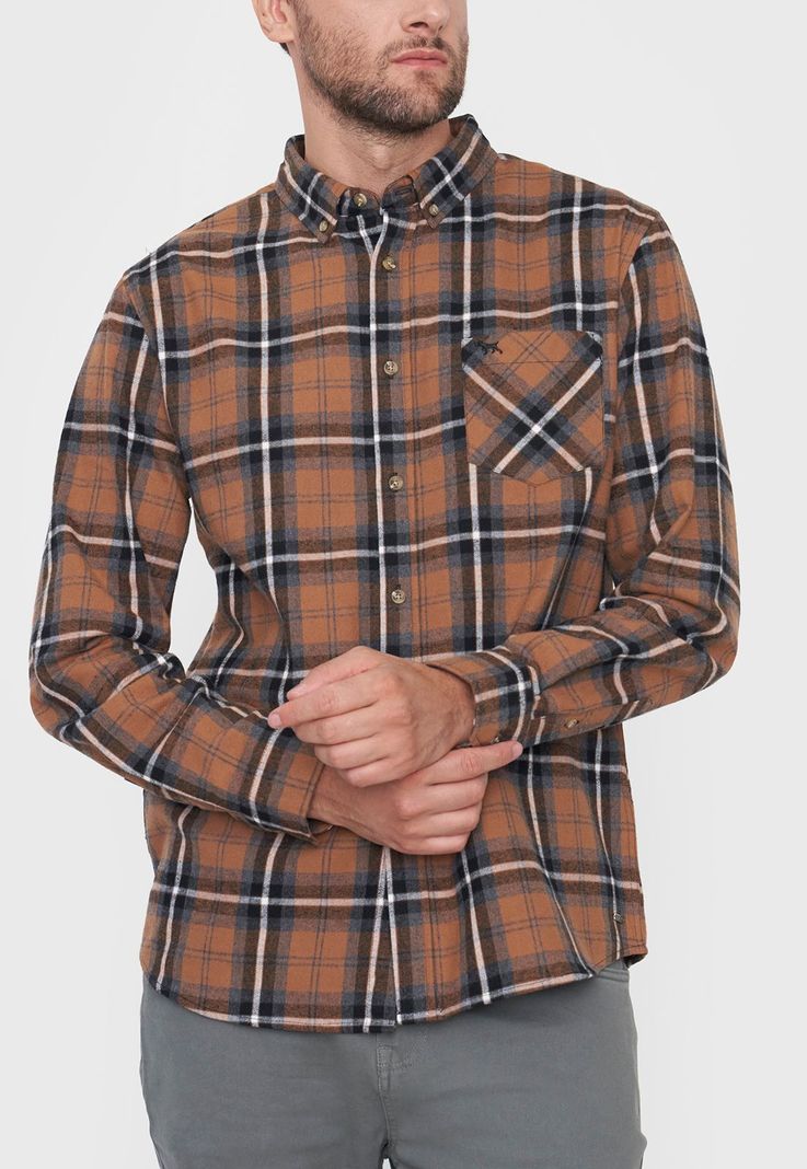 Camisa Hombre Franela Camel Corona-2