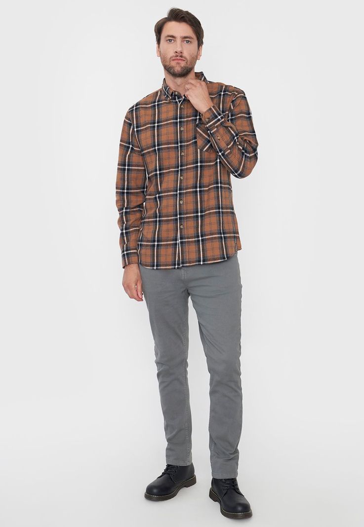 Camisa Hombre Franela Camel Corona-3