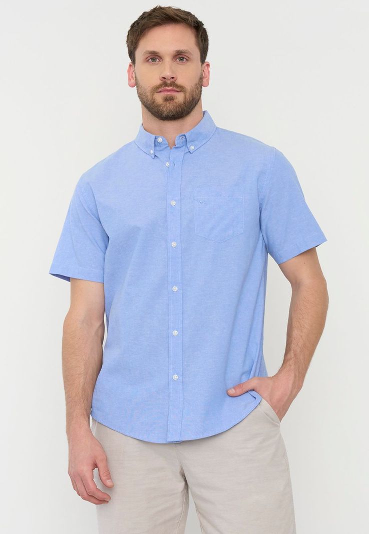 Camisa Hombre Oxford Manga Corta Azul Corona-0